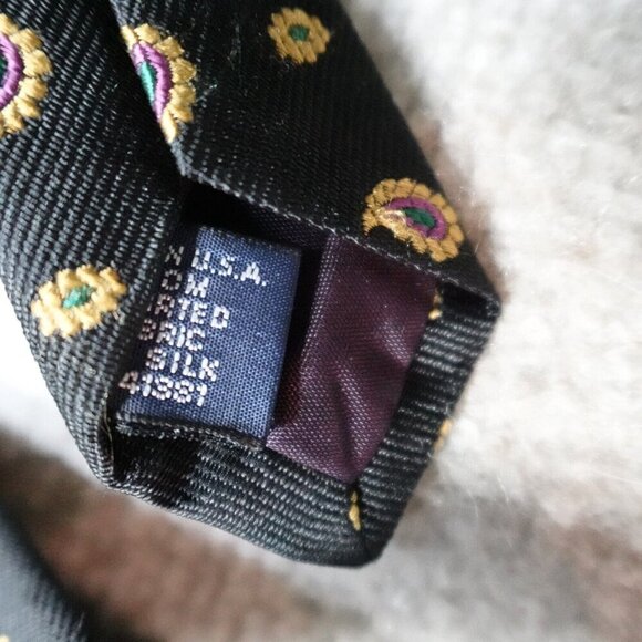 Polo Ralph Lauren Tie Black Macclesfield All Over Paisley Silk Vintage - Picture 3 of 5
